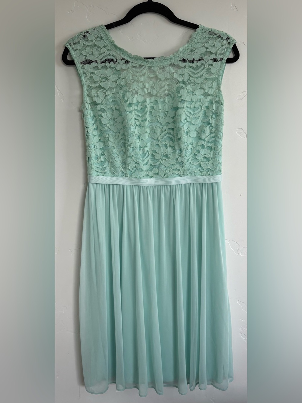 David's Bridal Girls' Mint Lace Bodice Chiffon Skirt Dress
